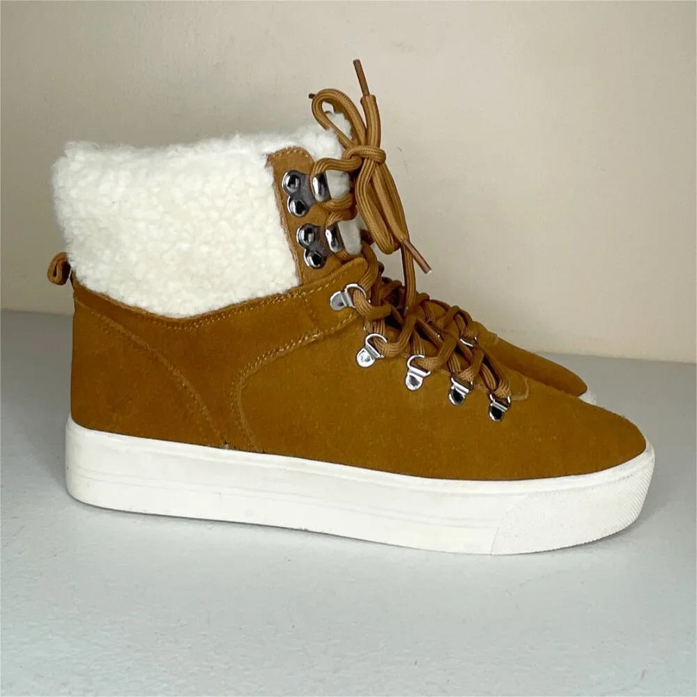 Marc Fisher Darlen Leather Platform Ankle Boots Size 8
